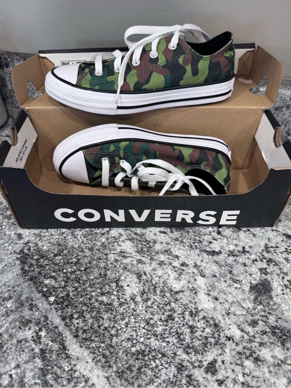 Converse Low Top Sneakers - Green Camo with White